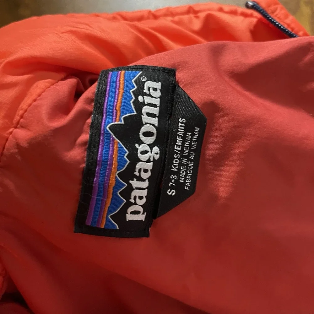 Patagonia Nano Puff Kids Puffer Jacket Full Zip Orange Size S 7-8